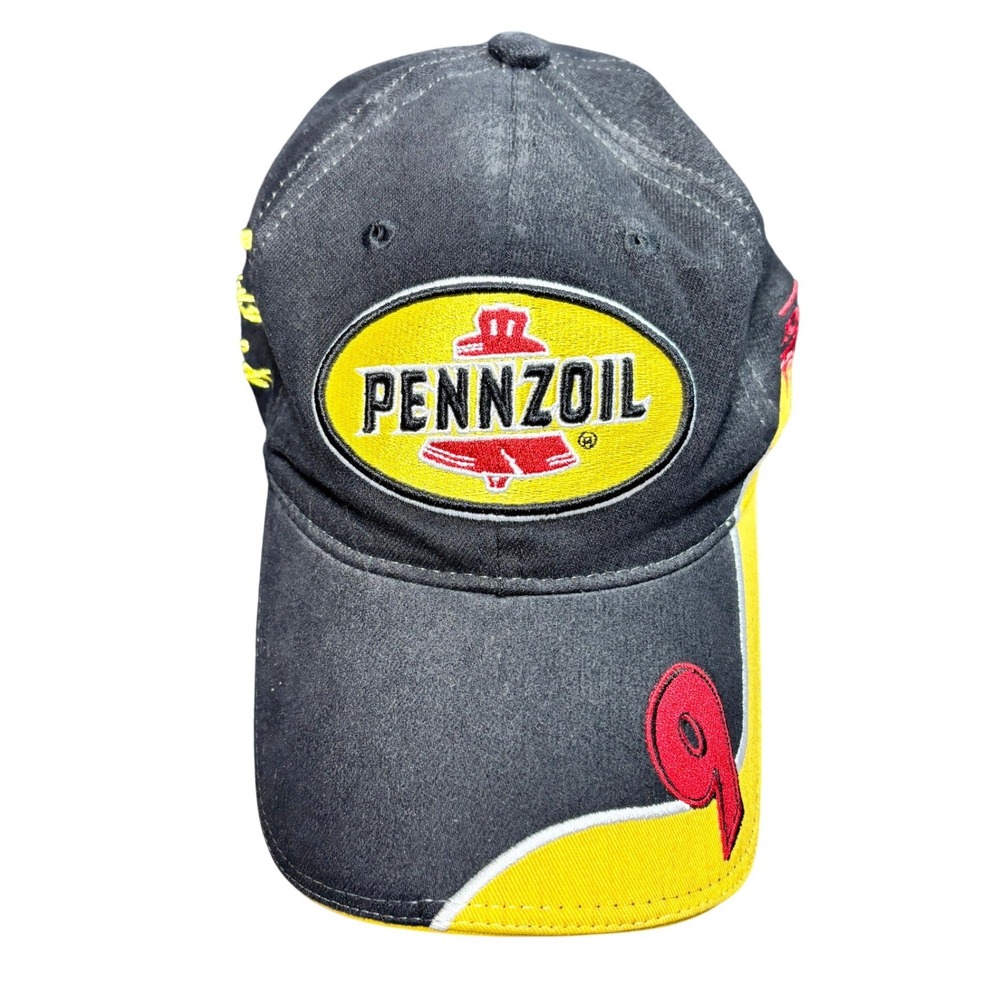 Team Caliber Mens Cotton Hat NASCAR Roush Racing 9 Pennzoil Fitted Black‎ Yellow